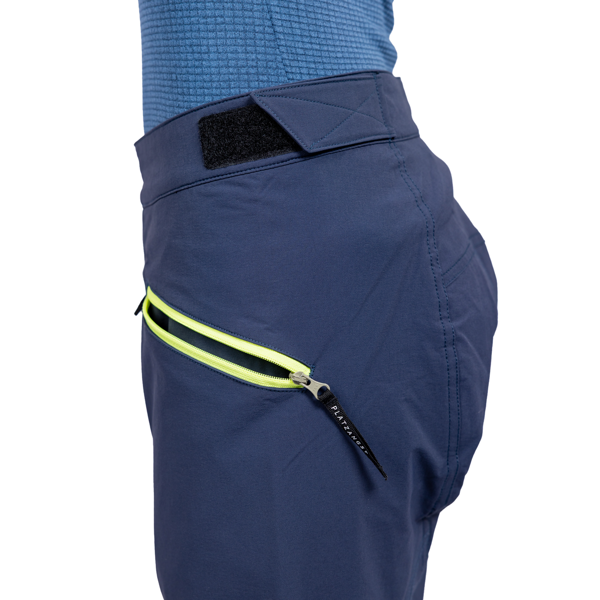 Kinder MTB-Hose CF Tight in Blau - Detailansicht Reißverschluss