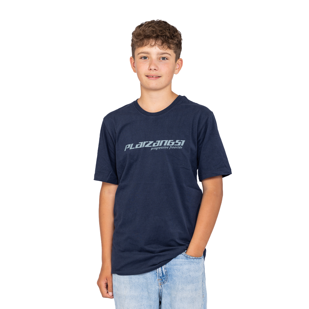 Kinder T-Shirt Logo in Blau - Vorderseite