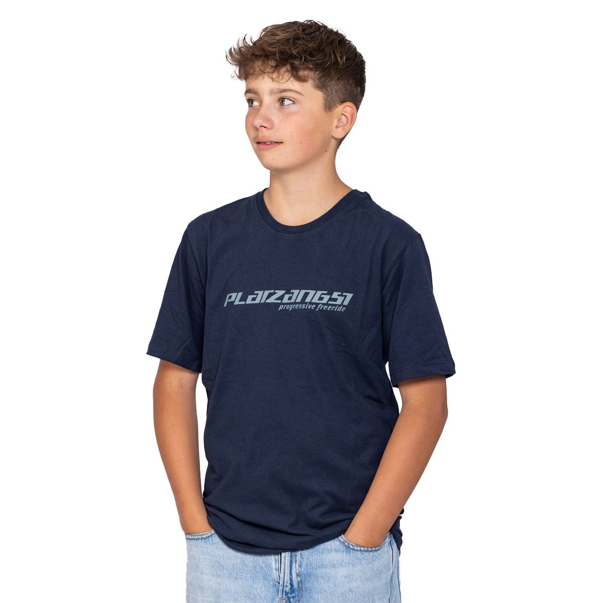 Kinder T-Shirt Logo in Blau - Vorderseite Variante