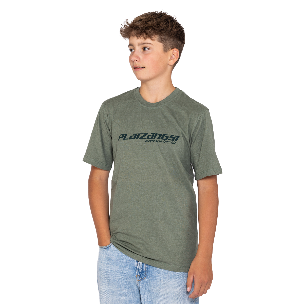 Kinder T-Shirt Logo in Olive - Vorderseite