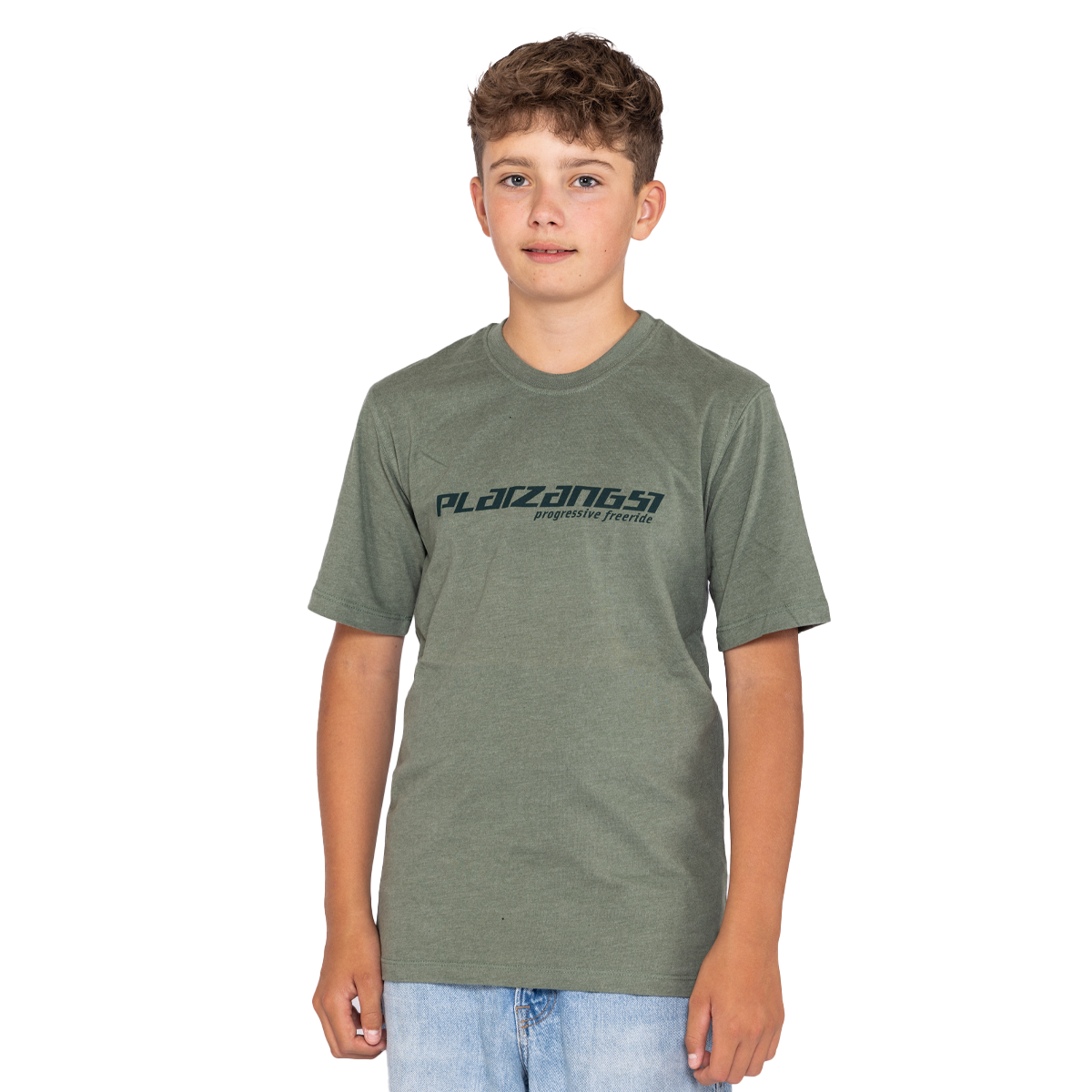 Kinder T-Shirt Logo in Olive - Vorderseite Variante