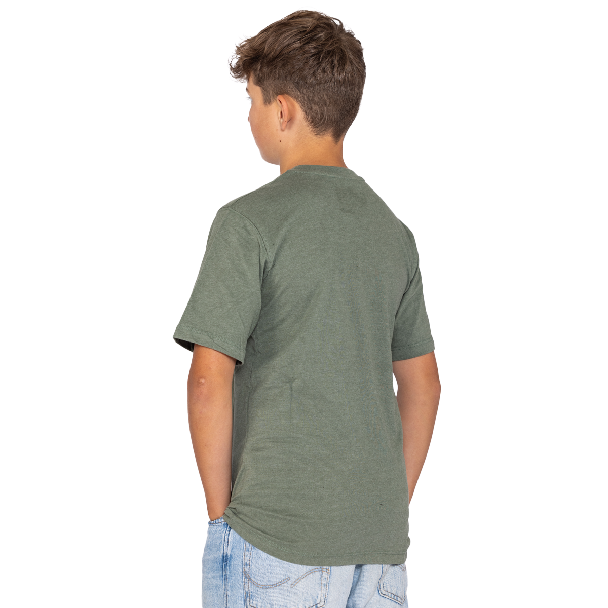 Kinder T-Shirt Logo in Olive - Rückseite
