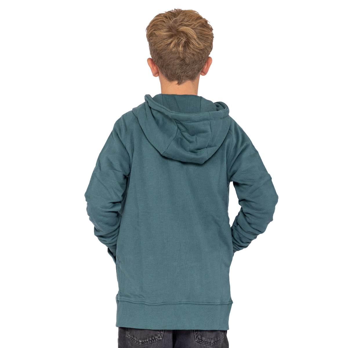 Kinder Hoodie P-Zip in Grün - Rückseite
