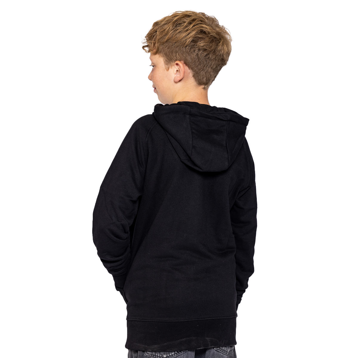 Kinder Hoodie P-Zip in Schwarz - Rückseite