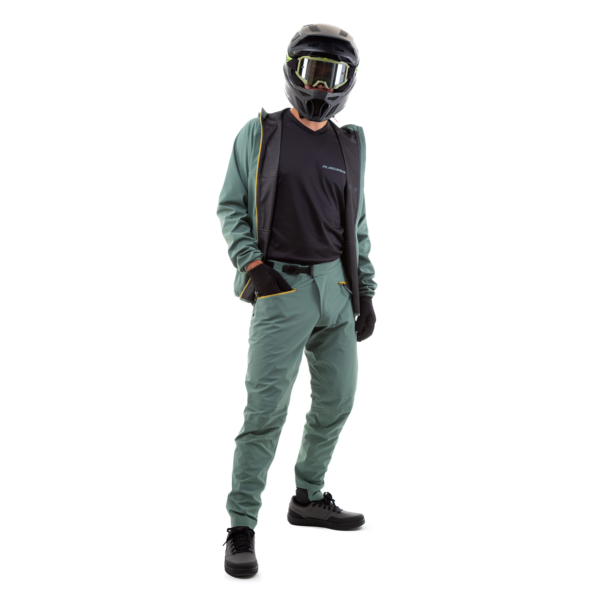 Regen-Kit Bundle in Grün mit offener Jacke