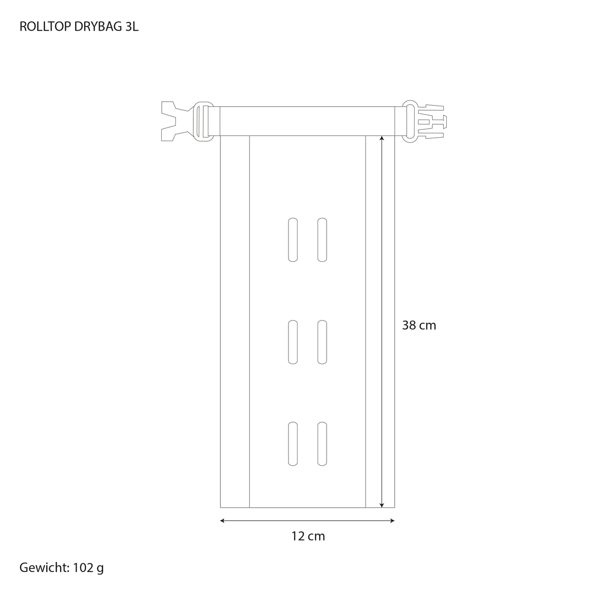 Taschenmaße Rolltop Drybag 3Liter