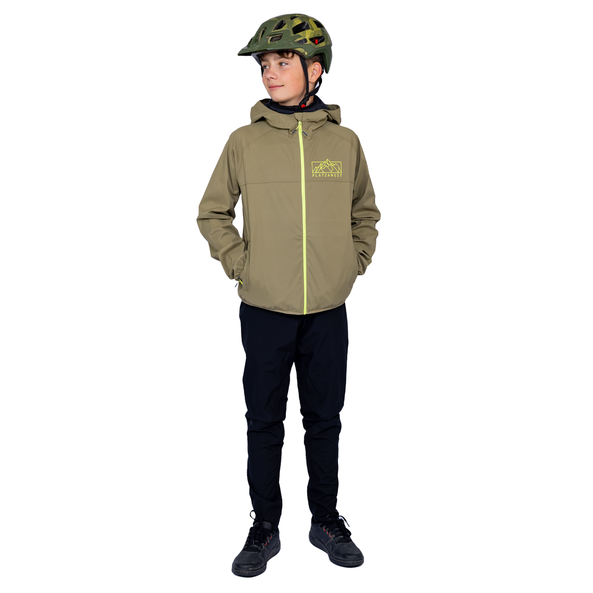 Regenjacke für Kinder in Grün - Vorderansicht Variante 2