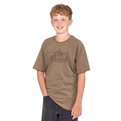 Kinder T-Shirt Mountain Logo in Braun - Vorderseite