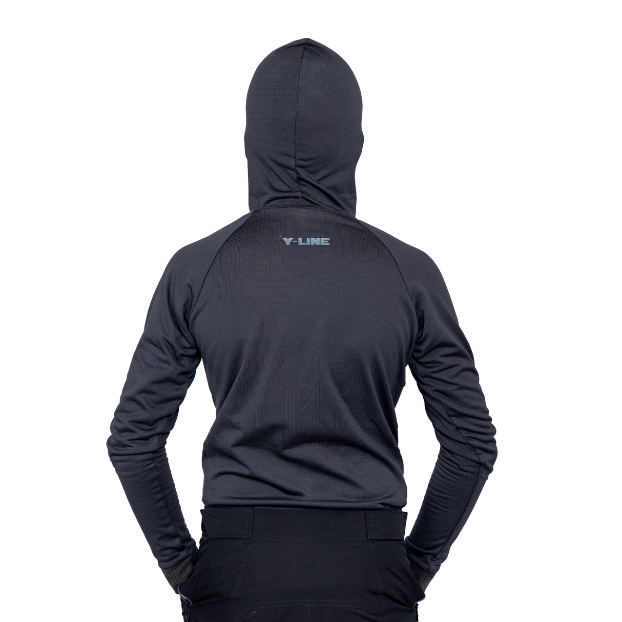 Kinder Maskentrikot in Schwarz - Rückansicht mit Mask aufgezogen