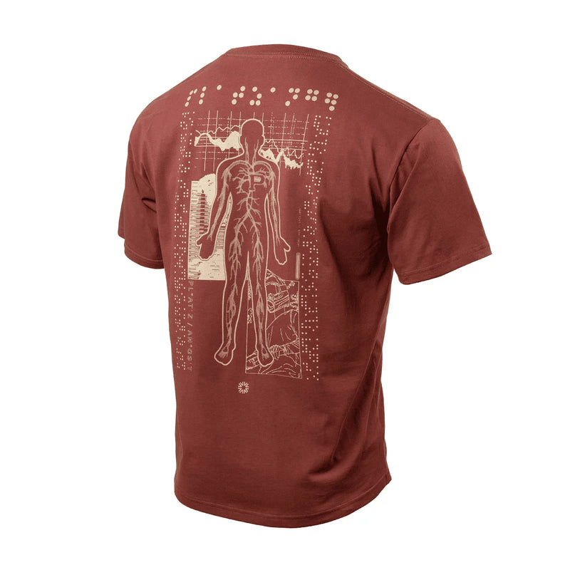 Herren T-Shirt VEINS in Braun, Rückansicht